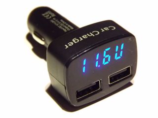 !USB zsuvka dvojit s voltmetrem, teplomrem, amprmetrem do auta 12V/24V