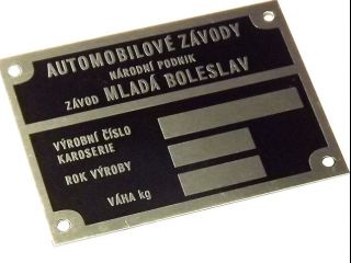 !Výrobní štítek 100/110 malý leptaný Octavia Mladá Boleslav