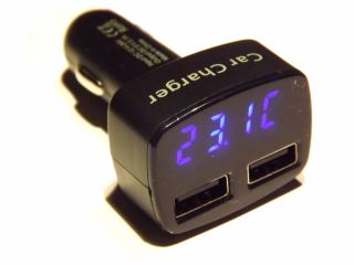 USB zsuvka dvojit s voltmetrem, teplomrem, amprmetrem do auta 12V/24V